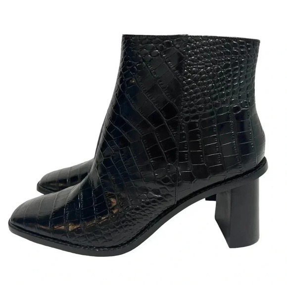 Gibson Latimer Vina Leather Croc Embossed
Square Toe Block Heel Ankle Boots 11 - Picture 2 of 11